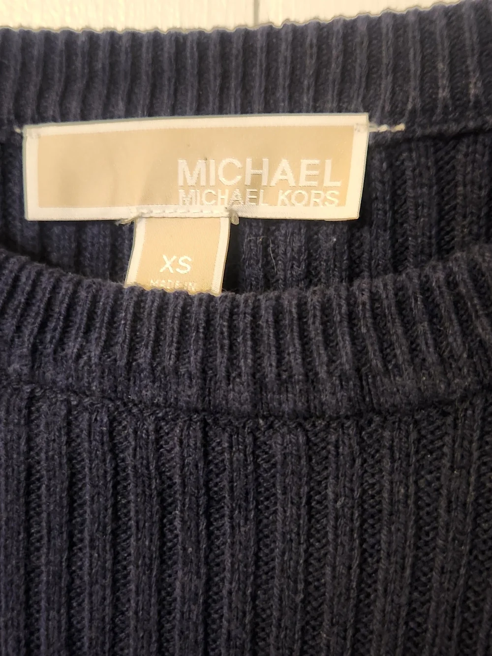 Michael Kors Navy Ribbed Long Sleeve Sweater Sz XS